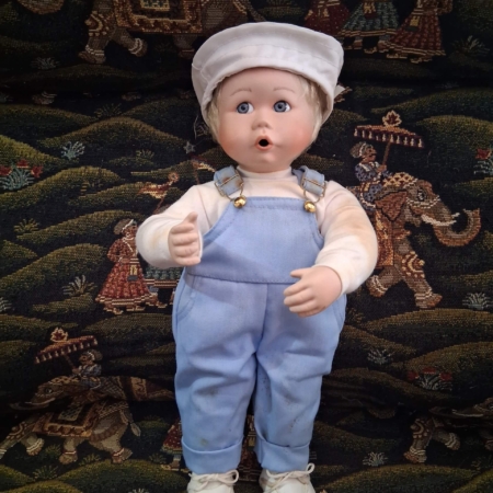 Collectable  12"  Porcelain Doll " Baby Blue Boy"